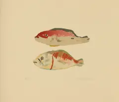 Elizabeth Blackadder, Two Snapper, 2014, published by Glasgow Print Studio with blind stamp