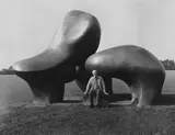 Paul Joyce, Henry Moore with sheep sculpture at his home in Much Hadham, 1976, gelatin silver print