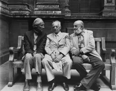 Paul Joyce, Triple portrait of Bill Brandt, Brassaï and Ansel Adams, 1976, gelatin silver print