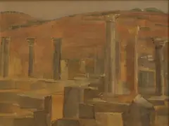 The Roman Citty of Volubilis by Lindy Hamilton-Temple-Blackwood, Marchioness of Dufferin and Ava, oil on board, sold Mar 2026