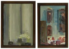 Music Room, Clandeboye' and 'Corner of Blue Light by Lindy Hamilton-Temple-Blackwood, Marchioness of Dufferin and Ava, oil on board and oil on canvas board, sold Mar 2026