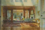 Alexander Creswell, The Interior of a Pompeian House in Chelsea, watercolour over pencil