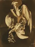 Bryan Kneale, Bird of Prey with Kill, 1960, pen and brown ink and wash