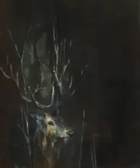 Jake Wood-Evans, Portrait of a stag, oil on canvas