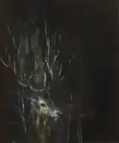 Jake Wood-Evans, Portrait of a stag, oil on canvas