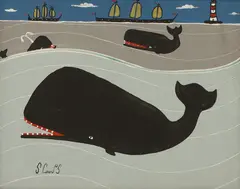 Steve Camps, Whale dance, acrylic on board