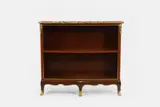 Gervais-Maximilien-Eugène Durand, a Louis XVI-style kingwood, amaranth and rosewood bookcase,, the brèche d'Alep marble top above two open shelves