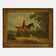 James Pardon, A huntsman with hounds at the edge of a wood, oil on canvas