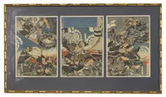 Utagawa Sadahide, Untitled, a woodblock triptych print of the samurai Abe no Sadato