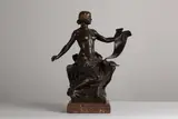 Georges Bareau, Untitled, mounted on a brown marble plinth