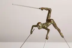 Nicolas Lavarenne, Untitled, a patinated bronze and stainless steel figural sculpture