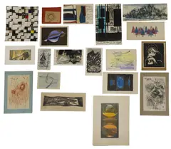 John Wells, Untitled, and a linocut by the same artist