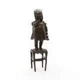 Juan Clara, Untitled, a patinated bronze study of a girl standing on a chair