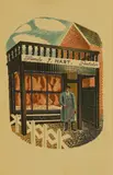 Eric Ravilious, Untitled, 'Family Butcher' lithograph in colours