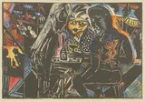 Michael Rothenstein, Untitled, 'Friends' woodcut with hand colouring