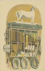 Eric Ravilious, Untitled, 'Saddler and Harness Maker' lithograph in colours