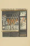 Eric Ravilious, Untitled, 'Undertaker' lithograph in colours