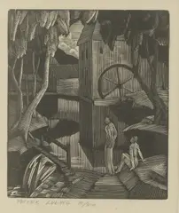 Theodore Dunham Peter Luling, Untitled, 'The Mill Pond' woodcut