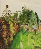Carel Weight, Untitled, oil on board 36 x 30cm Provenance : With Bernard Jacobson Gallery.
