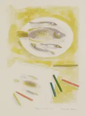 Bernard Cheese, Untitled, 'Draw a Fish’ lithograph in colours