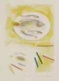 Bernard Cheese, Untitled, 'Draw a Fish’ lithograph in colours