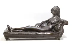 James Butler, Untitled, Reclining nude on a chaise bronze with rich brown patination