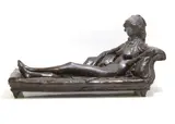 James Butler, Untitled, Reclining nude on a chaise bronze with rich brown patination
