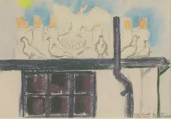 John Bratby, Untitled, pencil and pastel 24.5 x 34cm