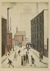 L. S. Lowry, Untitled, 'Industrial Scene' offset lithograph in colours