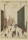 L. S. Lowry, Untitled, 'Industrial Scene' offset lithograph in colours