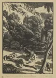 Gwen Raverat, Untitled, 'Lovers on the Mountain' wood engraving