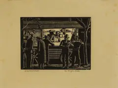 Untitled by Ethelbert White, c.1925 woodcut, sold Dec 2025