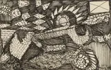 Madge Gill, Untitled, Untitled abstract pen and ink on a postcard 8.5 x 14cm