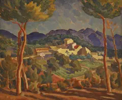 Untitled by Ethelbert White, View of a Mediterranean landscape oil on canvas, sold Dec 2025