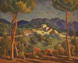 Ethelbert White, Untitled, View of a Mediterranean landscape oil on canvas