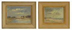 Ian Houston, Untitled, oil on board 23 x 28cm and 25 x 35.5cm respectively (2)
