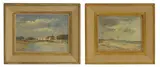 Ian Houston, Untitled, oil on board 23 x 28cm and 25 x 35.5cm respectively (2)