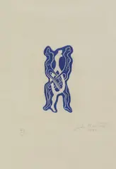 John Banting, Untitled, 1932 (made) linocut in blue