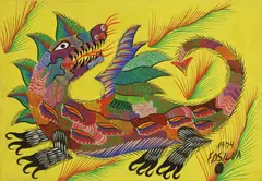 Francisco 'Chico' da Silva, Untitled, tempera on canvas 48.5 x 70cm