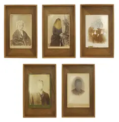 Tom Butler, Untitled, Reimagined portraits a group of five albumen prints with gouache 16.5 x 10.5cm (5)