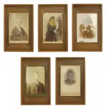 Tom Butler, Untitled, Reimagined portraits a group of five albumen prints with gouache 16.5 x 10.5cm (5)
