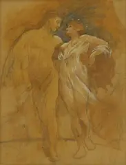 George John Pinwell, Untitled, watercolour and bodycolour on buff paper 25 x 20cm