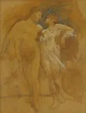 George John Pinwell, Untitled, watercolour and bodycolour on buff paper 25 x 20cm