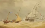William Joy, Untitled, Shipping in choppy waters watercolour and bodycolour 19 x 28.5cm