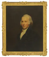 Lemuel Francis Abbott, Untitled, in a black coat and white stock oil on canvas 76 x 64cm