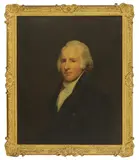 Lemuel Francis Abbott, Untitled, in a black coat and white stock oil on canvas 76 x 64cm