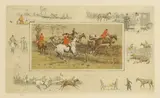 called 'Snaffles' Charles Johnson Payne, Untitled, 'A Point-to-Point' lithograph in colours with six vignettes of racing scenes