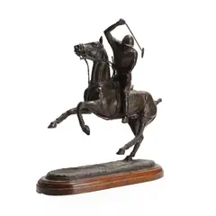 Gill Parker, Untitled, Polo player bronze with dark brown patina