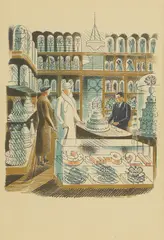 Untitled by Eric Ravilious, 'Wedding Cakes' lithograph in colours, sold Oct 2025