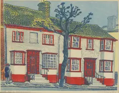 Sheila Robinson, Untitled, Saffron Walden' linocut in colours
